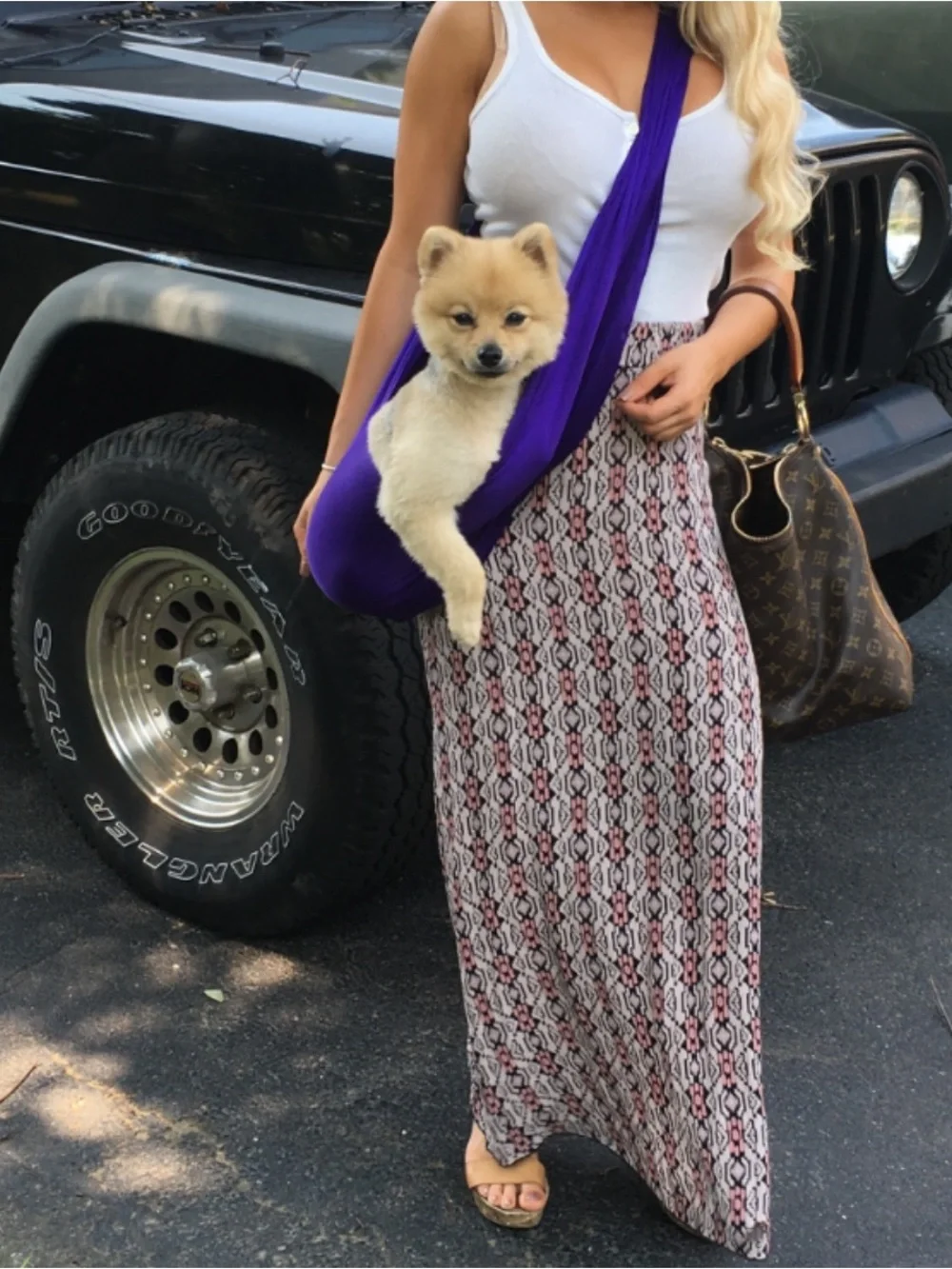 Purple Dog Sling Carrier - Comfortable Hands-Free Pet Sling